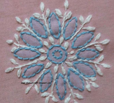 A close-up of the Phanda stitch in Chikankari embroidery, showcasing tiny, round stitches that resemble grains of pearls.
