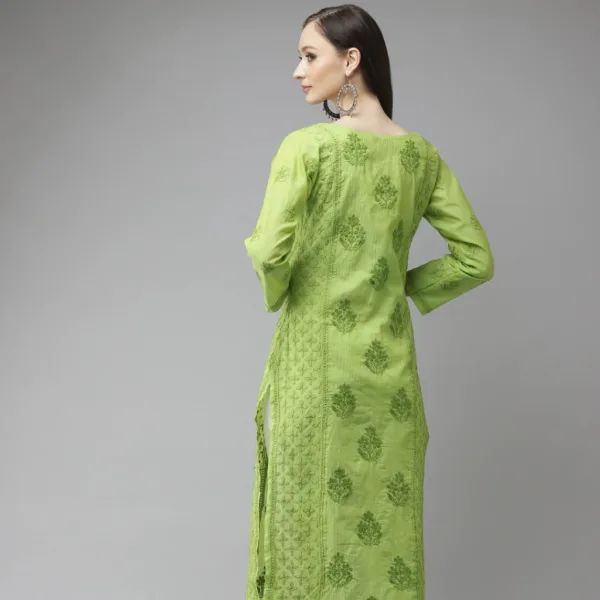 hand-embroidered-green-chanderi-lucknowi-chikankari-straight-kurta