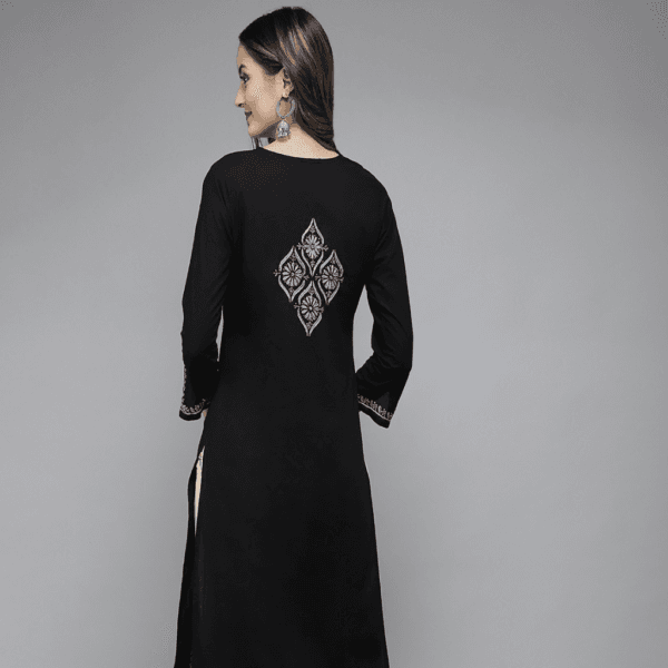 Elegant and timeless, this Black Cotton Chikankari Kurta is hand-embroidered with love and precision, offering a comfortable fit and sophisticated charm for any day.