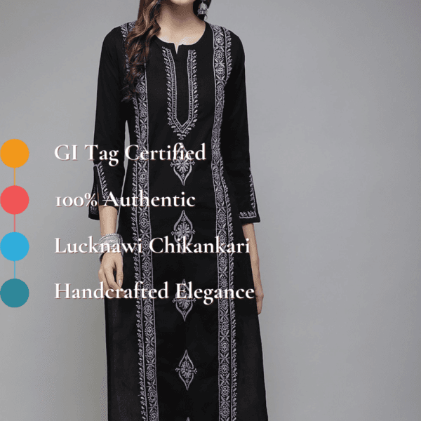Elegant and timeless, this Black Cotton Chikankari Kurta is hand-embroidered with love and precision, offering a comfortable fit and sophisticated charm for any day.