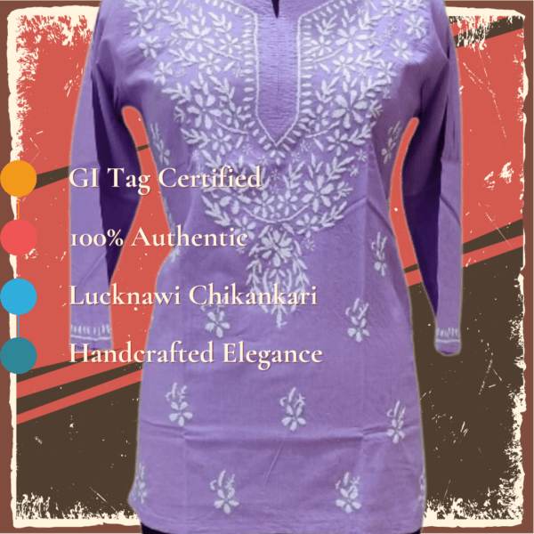 "This Pink Lucknawi Chikankari Kurti showcases the finesse of traditional craftsmanship on breathable cotton fabric. Its detailed embroidery and elegant silhouette make it perfect for any occasion, whether casual or festive. Note: Due to the handmade nature of this piece, color and size variations are limited."